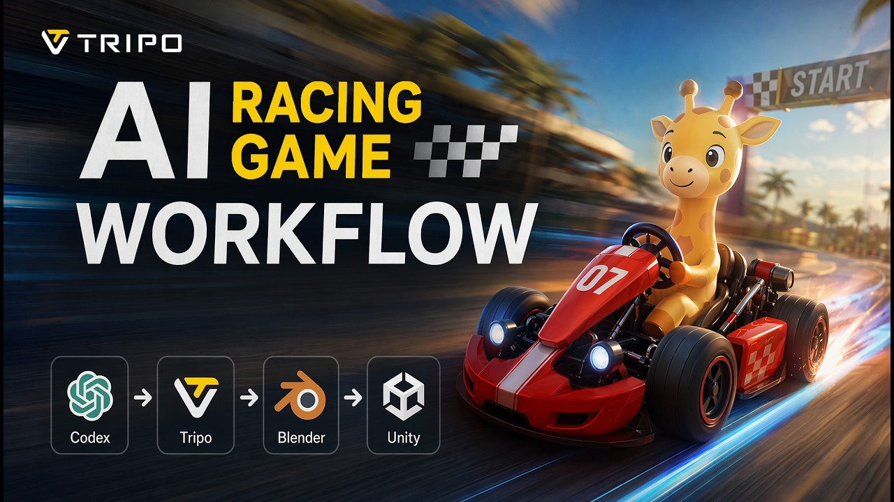 How to Make a Racing Game with a fully AI Workflow | Tripo AI + Codex + Blender + Unity video thumbnail