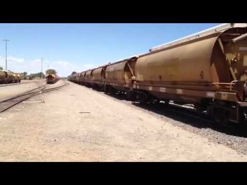 Australian Trains 3 - P2515 P2510 pass Narngulu with an empty grain train