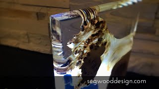 Epoxy L.E.D. Lamp - poplar wood and clear crystal epoxy