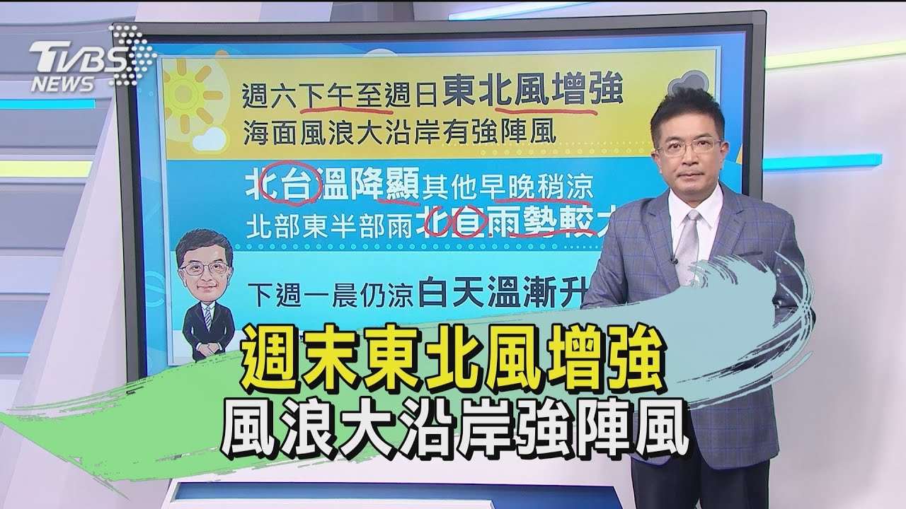 週末東北風增強 風浪大沿岸強陣風