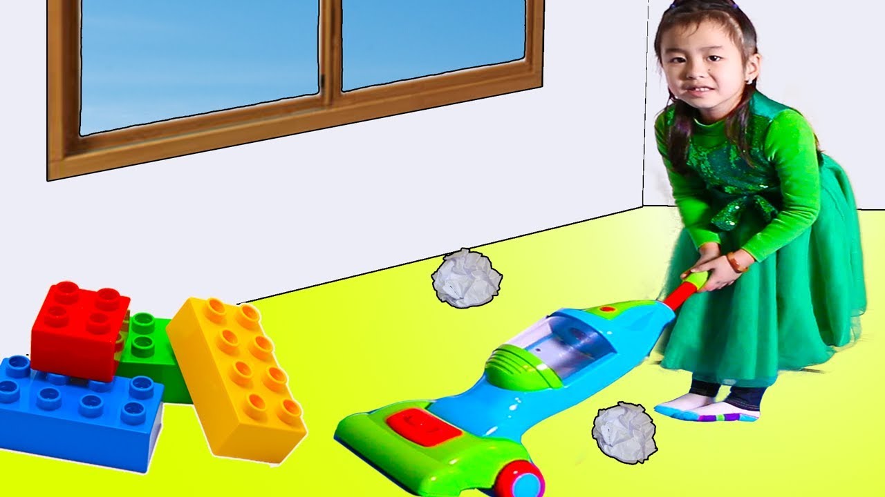 Jannie Ayuda a Tío K | Juega con Juguetes de Limpieza |Pretend Play with Cleaning Toys