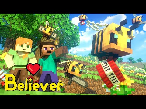 Minecraft Music Animation Believer 😍❤️😍 (Bees war🐝 - part 1)