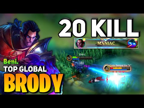 MANIAC + 20 KILL! BRODY GOLDLANE [ Top Global Brody Best Build ] By Beni. - Mobile Legends