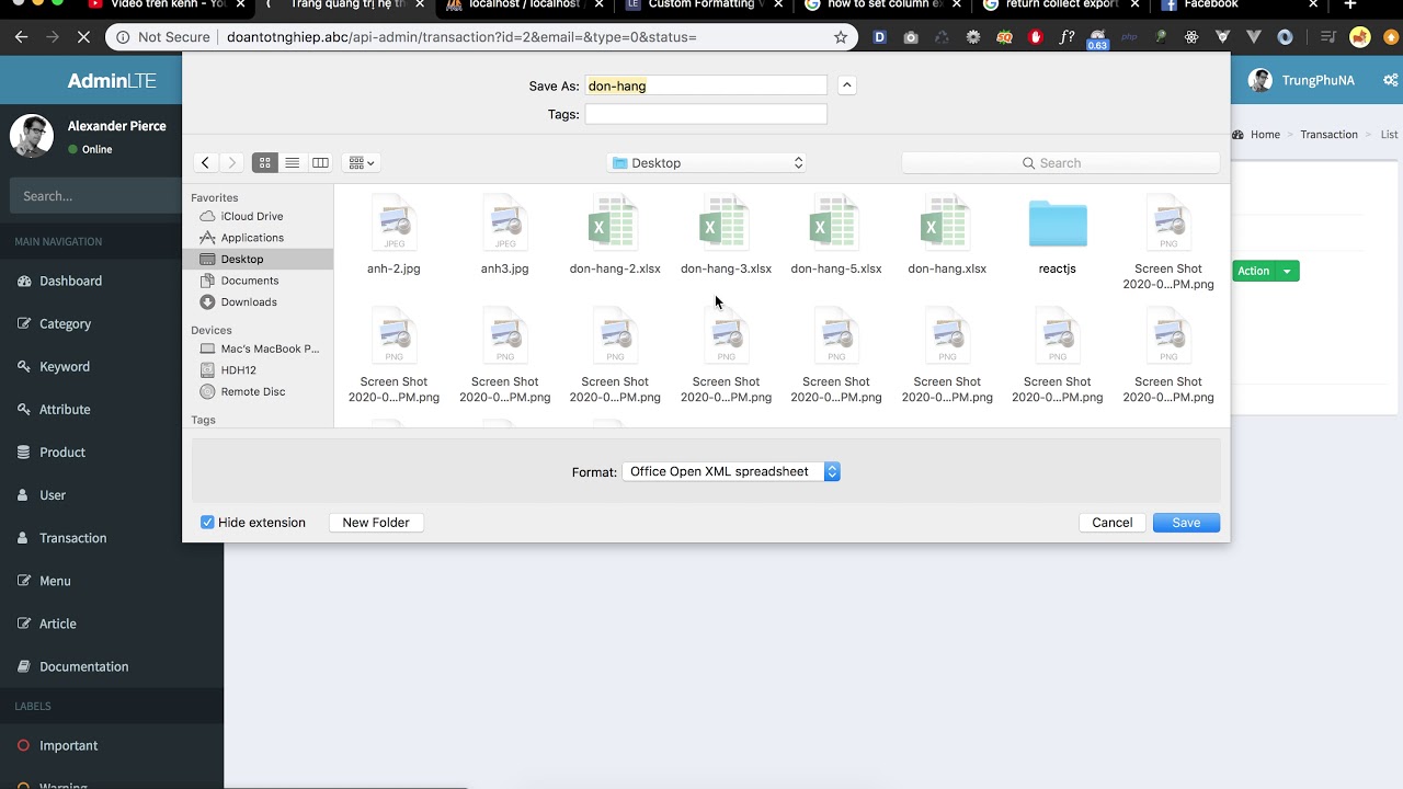 Export Excel trong laravel