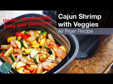 Air Fryer Recipe Under 10 minutes | Cajun Shrimp with Veggies