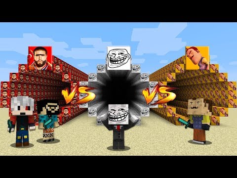 RECEP İVEDİK VS TROLL VS HELLO NEIGHBOR TÜNEL ŞANS BLOKLARI - Minecraft