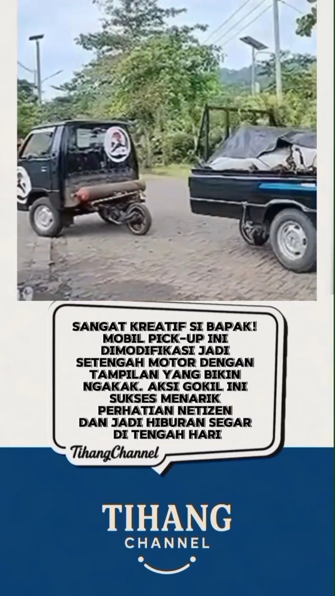 Kreativitas tanpa batas! 😄 Lihat bagaimana mobil pick-up ini disulap jadi motor yang unik. Gokil banget!