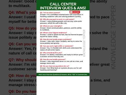 Call Center Interview Questions and Answers | Call Center Job Interview Questions and Answers