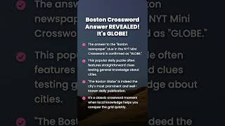 NYT Mini Crossword Solved: Boston Newspaper Answer!