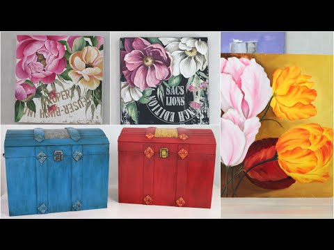 ManosalaObraTv 2019 Programa 25  - Top Brushing - Baules Pintados - Cuadro de flores y Stencil