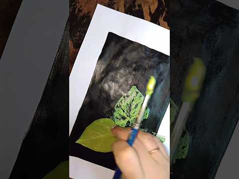 easy painting with leaf and flowers 🌿 #shorts #art