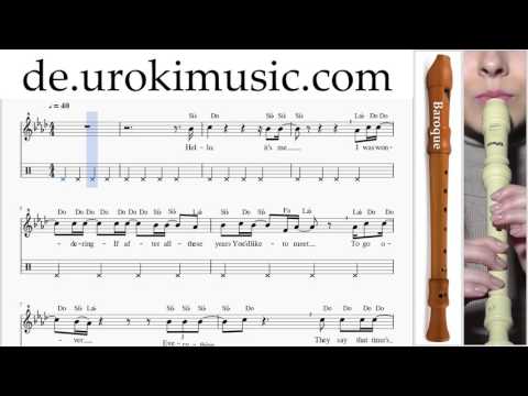 Blockflöte B  Lernen Adele Hello Teil#2 Blockflötenunterricht Noten Schule Lied Lehrer Klasse Unterr