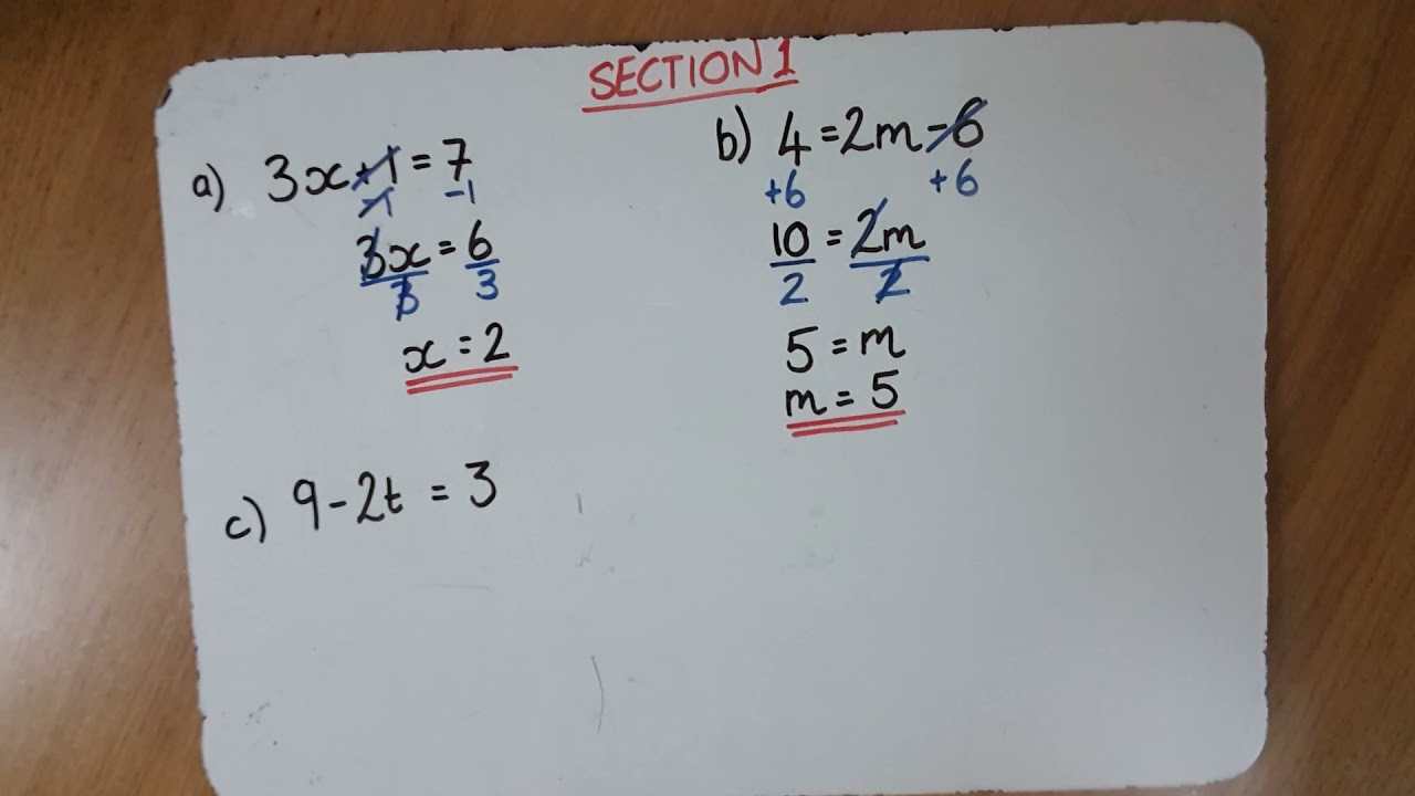 1A5 Solving Equations worksheet Section 1
