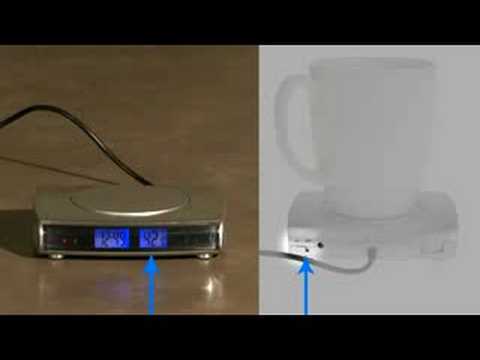 USB Drink Warmer with 4-port USB Hub: Keeps coffee warm with time display