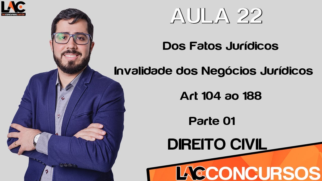 Aula 22 - Direito Civil - Invalidade dos Negócios Jurídicos - Art 104 ao 188 - Parte 01