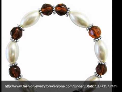 Oval Pearl Ethnic Stretchable Bracelet by FashionJewelryForEveryone.com