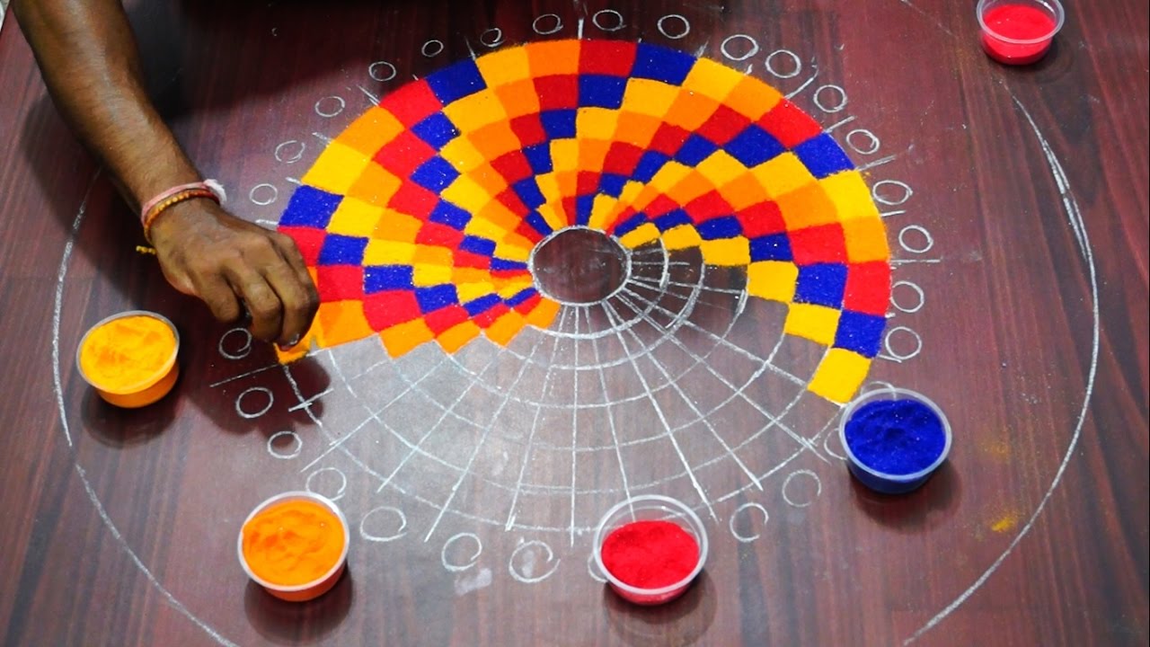 Padi kolam design with step by step instruction