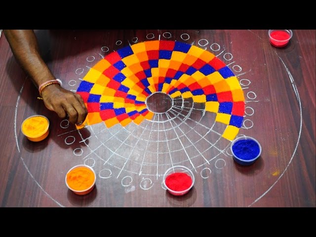 Padi kolam design with step by step instruction