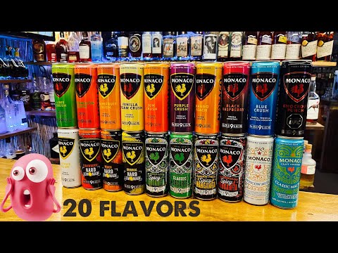 MONACO Cocktails review. We try 20 different flavors of MONACO Cocktail in a can RTD cocktails.