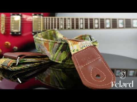 Ремінь для гітари та укулеле Felard, тканина гобелен та натуральна шкіра, перехідник для акустики, відділення для медіаторів - фото 1 - id-p2899604911