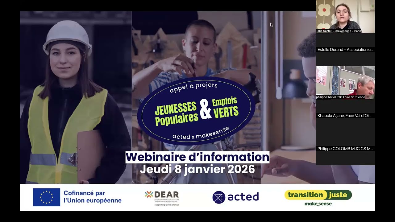 Wébinaire d'Information sur l'Appel à Projets NOPLANETB - "Jeunesses Populaires & Emplois Verts"