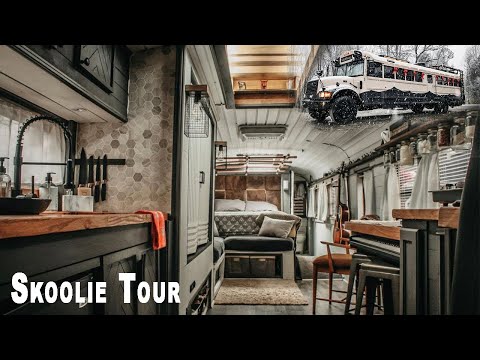 From a SKOOLIE into a HOME On Wheels all for 10000$ & 6 months work | Self Converted School Bus Tour