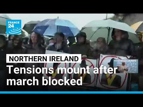 Tensions run high in Northern Ireland after march blocked from historic flashpoint