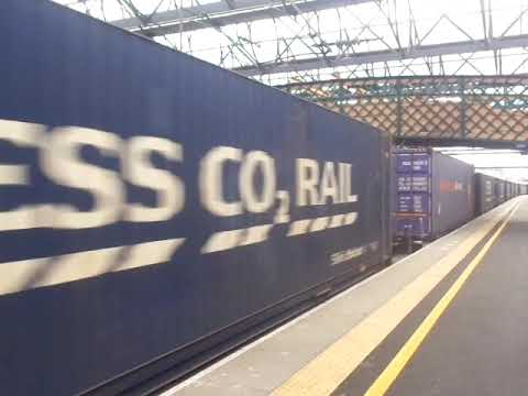 The Class 88 DRS No.88003 'Genesis' with Rail Containers was passed through at Carlisle.