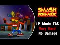 Smash Remix TAS Crash 1P Mode Very Hard No Damage