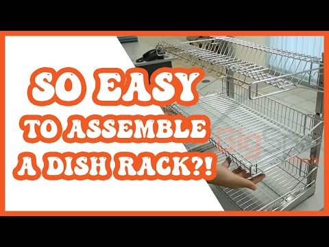 Stainless steel 3-tier dish rack assembly