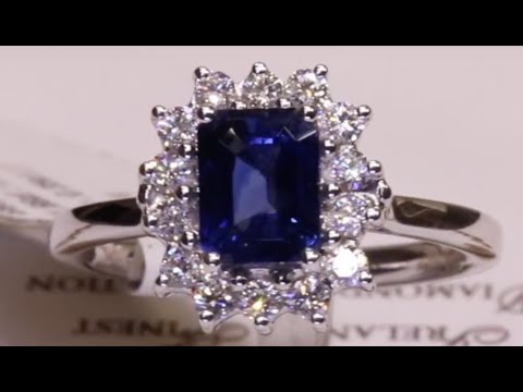 #74044 | S1.66ct/D0.35ct | Octagonal Sapphire & Diamond Cluster Ring | Set in 18ct White Gold