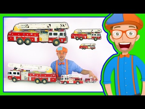 Learn Sizes with Fire Trucks | Blippi Toys Smallest to Biggest!