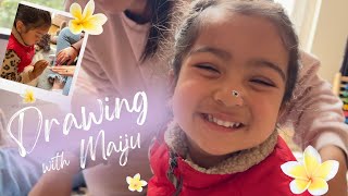 Ayanka drawing with Leela Maiju | Growing with Ayanka