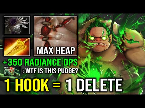 WTF 350 RADIANCE ROT BURN DPS 48% AoE Slow Solo Mid Imba Pudge 1v5 Max Heap Strength Dota 2