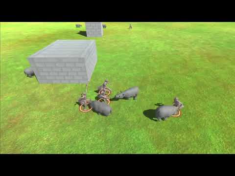 8 Rhinoceros in night vs all units - Animal Revolt Battle Simulator