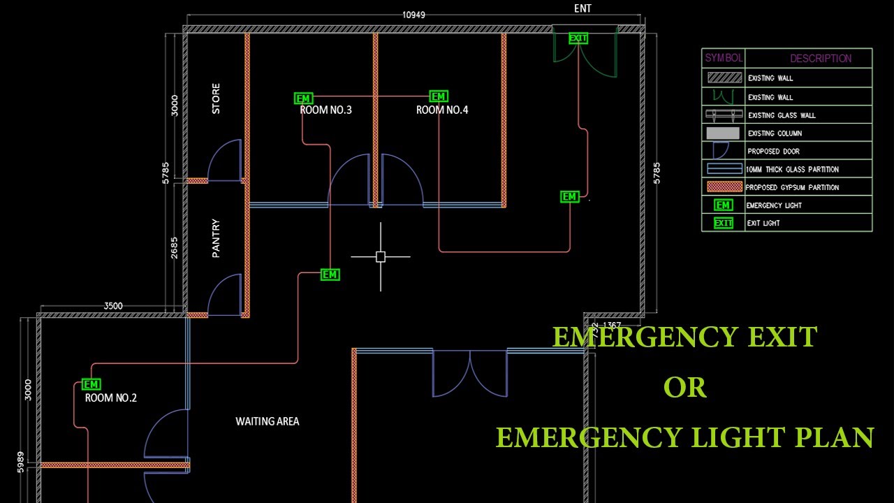 Emergency Light Plan | Fire Exit Plan in AutoCAD | How to Make Emergency Light plan | CAD Tutorial