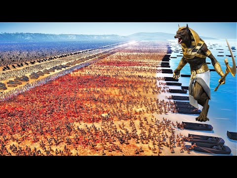 6,000,000 ARMY OF ANUBIS vs HUMAN ARMY Beach Defense - Ultimate Epic Battle Simulator 2