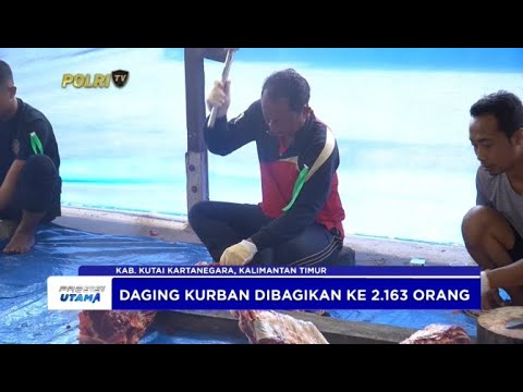 POLRES KUKAR BAGIKAN DAGING KURBANG KE RIBUAN MUSTAHIQ