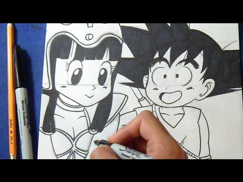 Como desenhar chichi e goku - Dragon Ball