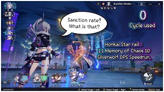 Honkai Star Rail : 1.1 Memory of Chaos Floor 10 Silver Wolf DPS 0 Turn Clear!!