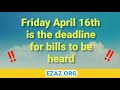 April 16th is AZ Leg Deadline for Rules Committees
