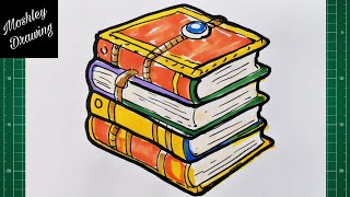 How to Draw a Stacked Ancient Books