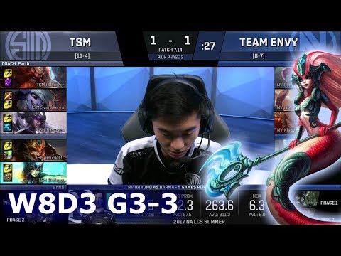 TSM vs Team EnVyUs | Game 3 S7 NA LCS Summer 2017 Week 8 Day 3 | TSM vs NV G3 W8D3