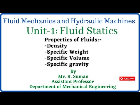 Unit-1: Fluid Statics - Properties of Fluids | (Fluid Mechanics and Hydraulic Machines)