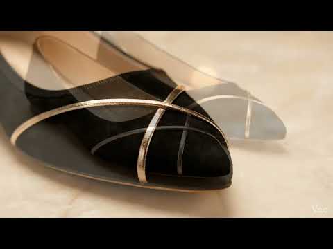 Signature Black Suede Flats with Gold Accents