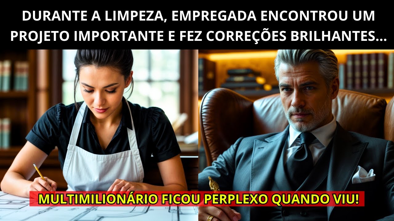 ENQUANTO FAZIA A LIMPEZA NO ESCRITÓRIO DE UM MULTIMILIONÁRIO, A EMPREGADA ENCONTROU PROJETOS RICOS..