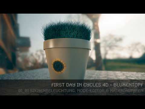 First Day in Cycles 4D - Blumentopf - 01_01 Szenenbeleuchtung, Node-Editor & Materialtypen (dt)