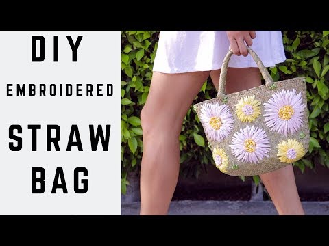 DIY Embroidered Straw Bag 🌼