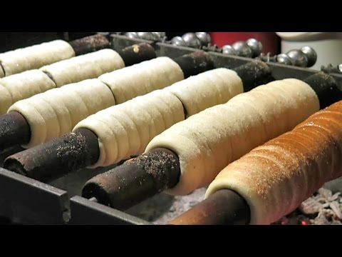 Street Food of Prague, Czech Republic. The Trdelník Sweet Pastry from Slovakia