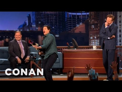 Andy Samberg Strafes Conan Fans With A G-String Gun! | CONAN on TBS